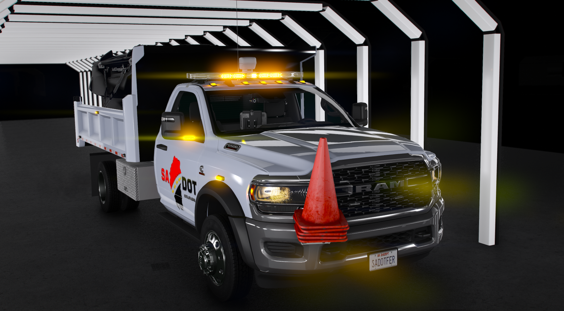 2024 RAM 5500 Dump Body Lightbar Variant