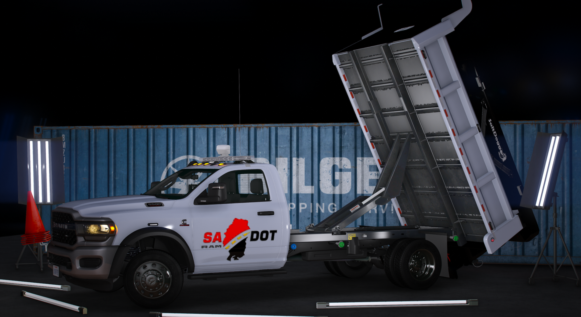 2024 RAM 5500 Dump Body Lightbar Variant