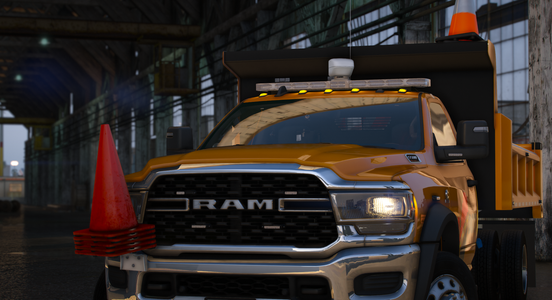 2024 RAM 5500 Dump Body Lightbar Variant