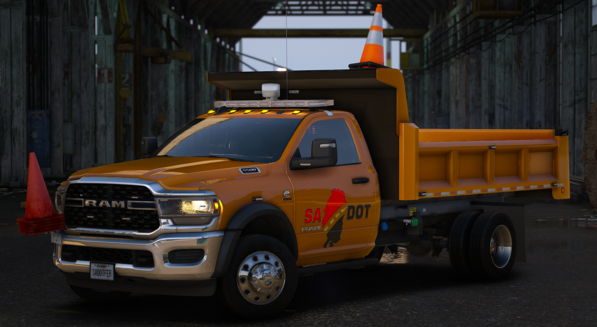 2024 RAM 5500 Dump Body Lightbar Variant